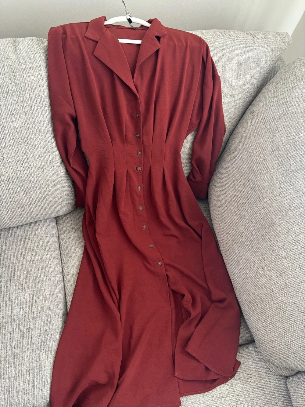 Lulu's Rust Red Collared Button-Front Dress - Picture 8 of 9